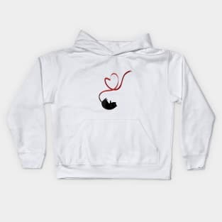 Black cat with heart ribbon Kids Hoodie